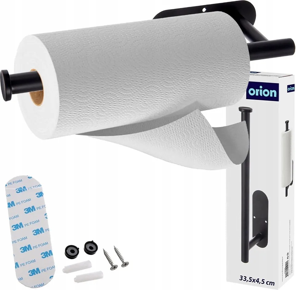 Papírtörlő Tartó fali konyhai akasztó fúrás nélkül fekete