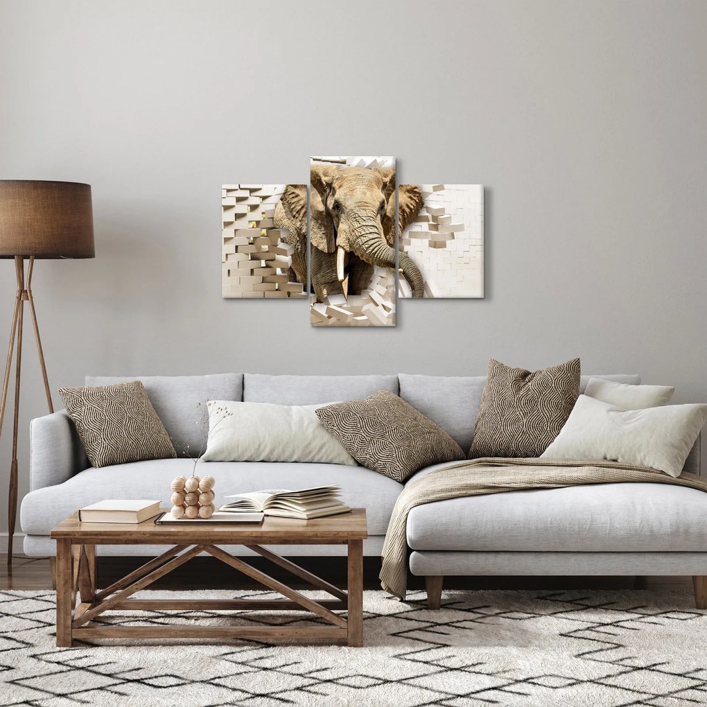 Kép - Egy elefánt áttör a falon (90x60 cm)