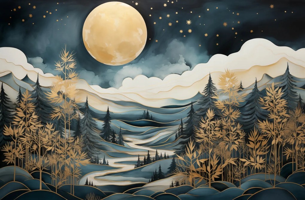 Poszter 91,5x60cm Az éjszakai erdő suttogásai