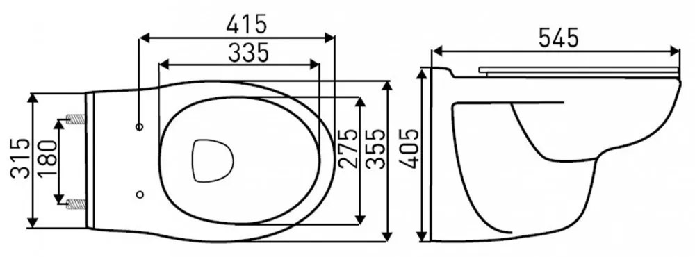 DORIS fali rimless WC soft close ülőkével