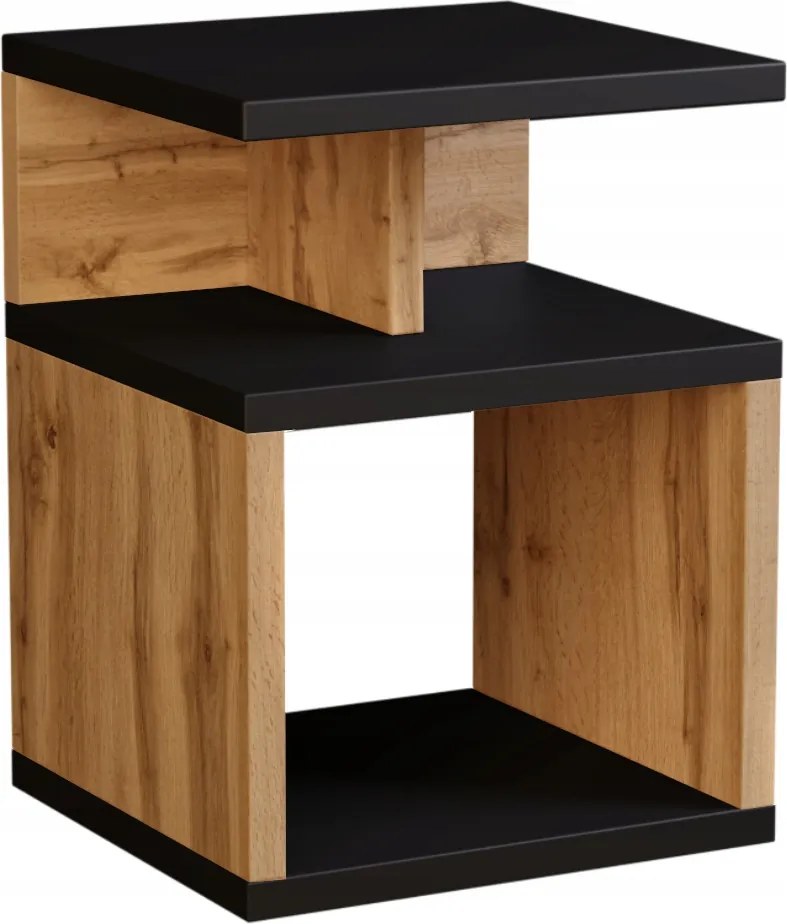 Zoe éjjeliszekrény, éjjeli asztal fekete/ wotan tölgy színben