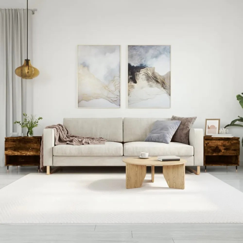 2 db füstös tölgy szerelt fa dohányzóasztal 50 x 46 x 50 cm
