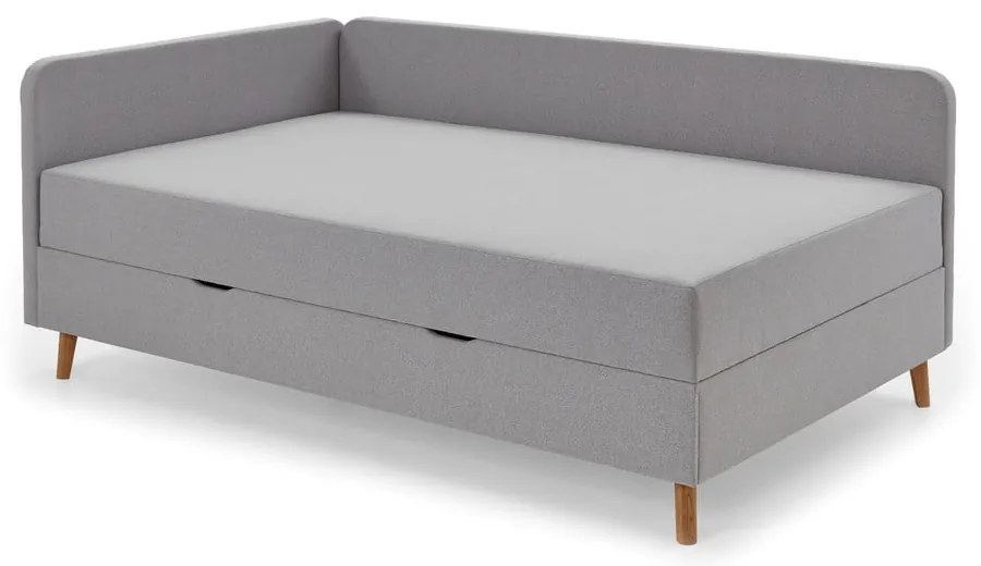 Világosszürke kárpitozott egyszemélyes ágy tárolóhellyel 120x200 cm Cabana – Meise Möbel