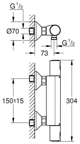 GROHE 345942430 - Termosztátos zuhanycsaptelep PRECISION START DN 15 fekete