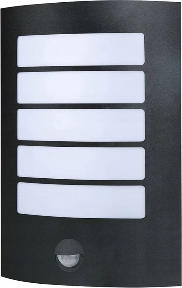 Kültéri Kerti Homlokzati Lámpa Fekete 1xE27 Pir Mozgásérzékelő