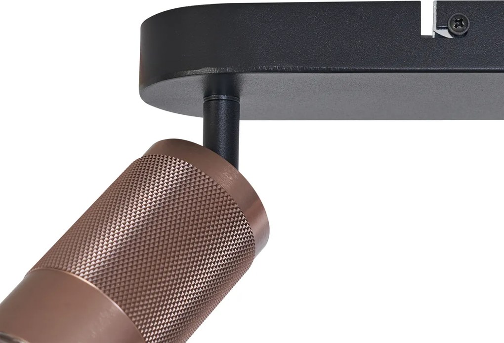 Lekerekített mennyezeti spotlámpa sötét bronz 3-lámpás állítható - Veerle