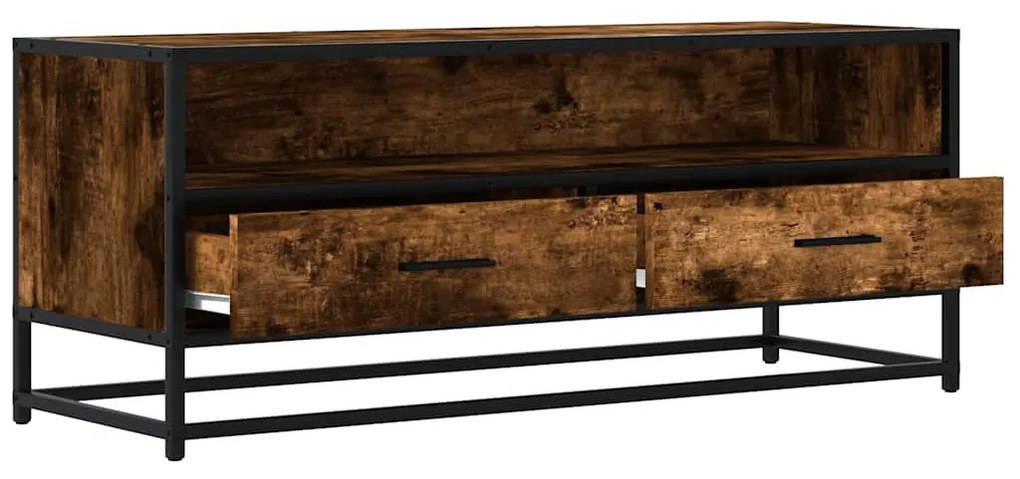 füstös tölgy színű szerelt fa és fém TV-szekrény 100x34,5x40 cm