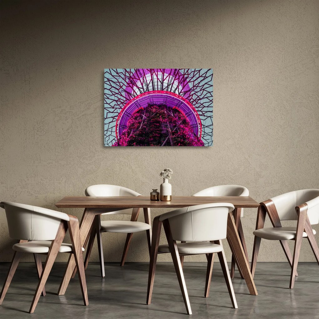 Absztrakt kép - lila ágak (üvegen) (70x50 cm)