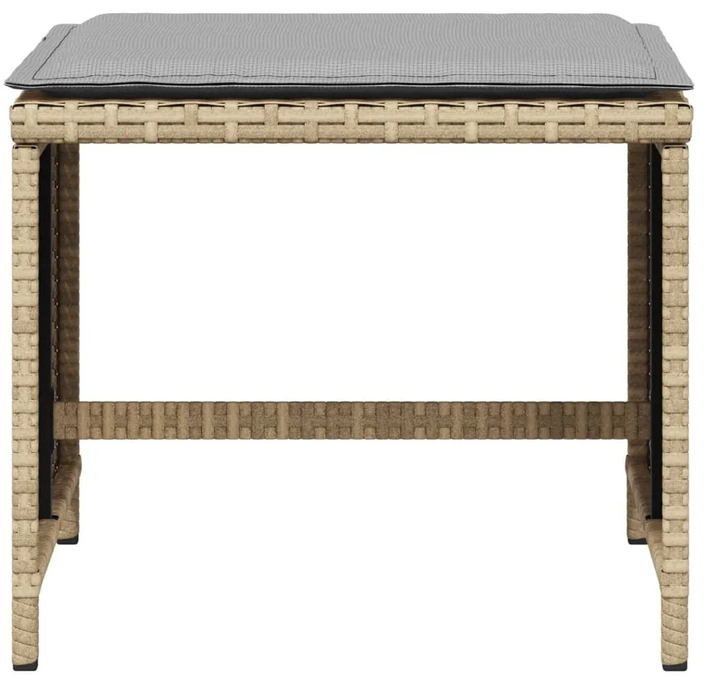 4 db vegyes bézs polyrattan kerti szék párnával 40x40x35 cm