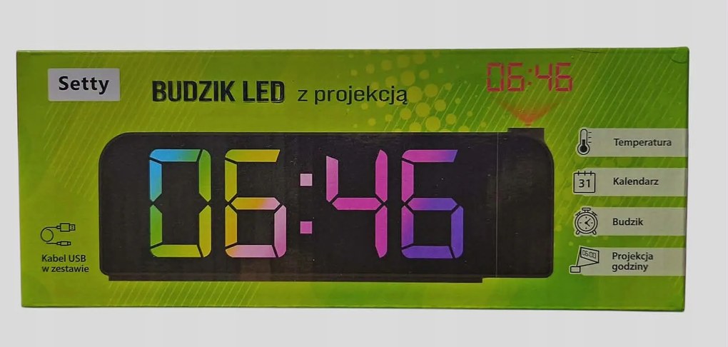 LED-es ébresztőóra Setty órakivetítéssel