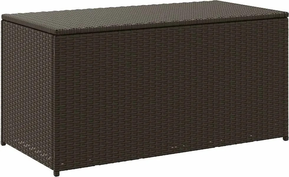 Barna Polyrattan Kerti Tárolóláda 100 X 50 X 50 Cm