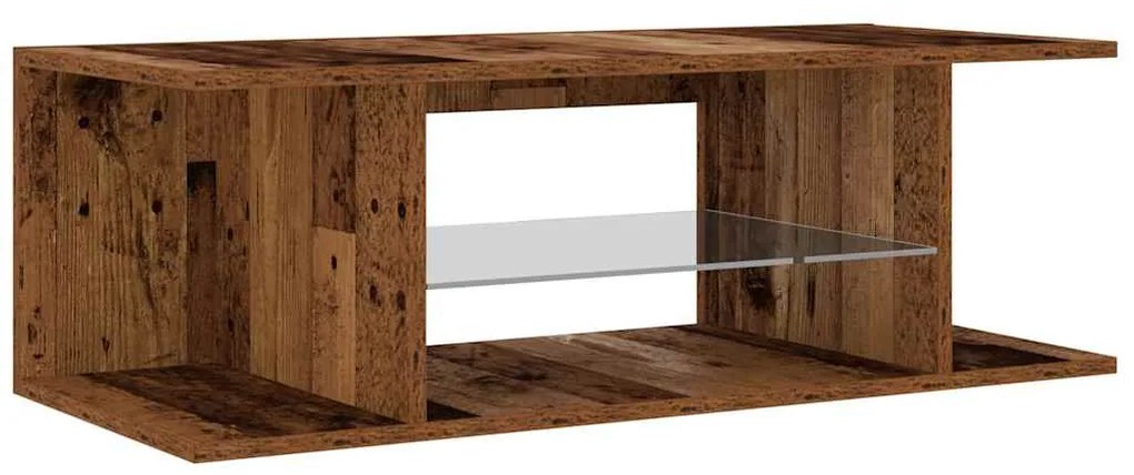 antik fa színű szerelt fa TV-szekrény LED-ekkel 90x39x30 cm