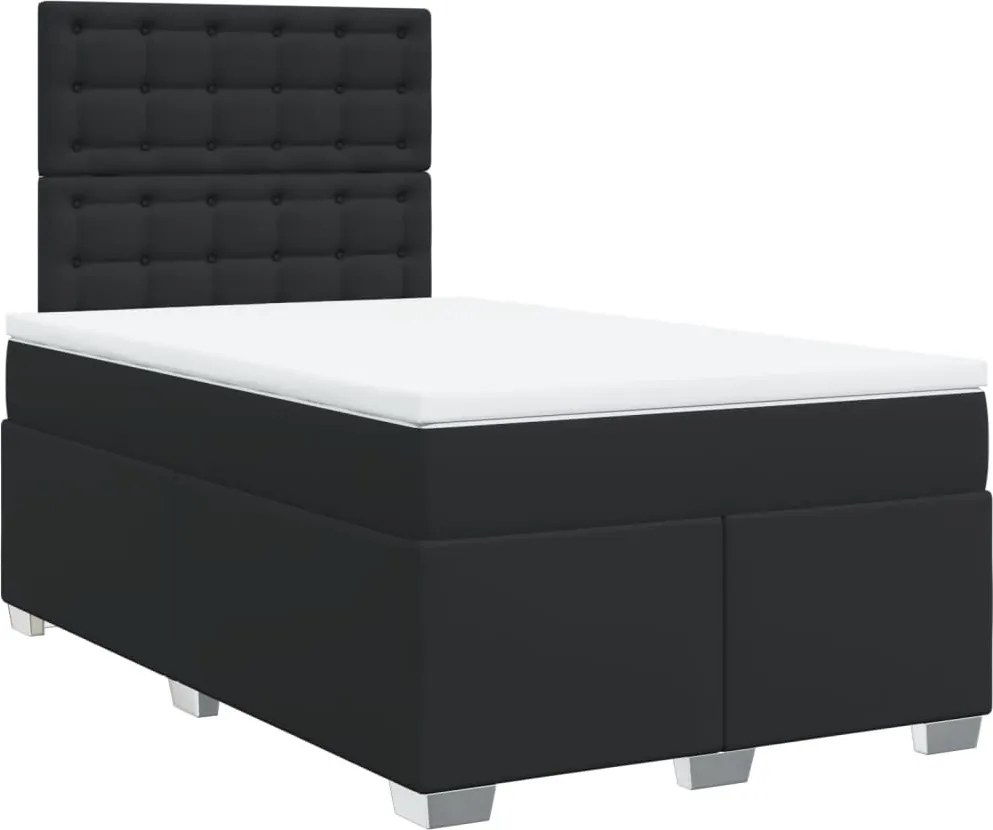 vidaXL fekete műbőr rugós ágy matraccal 120x190 cm