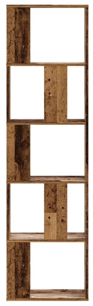 5 szintes antik fa színű fa könyvespolc 45 x 23,5 x 162,5 cm