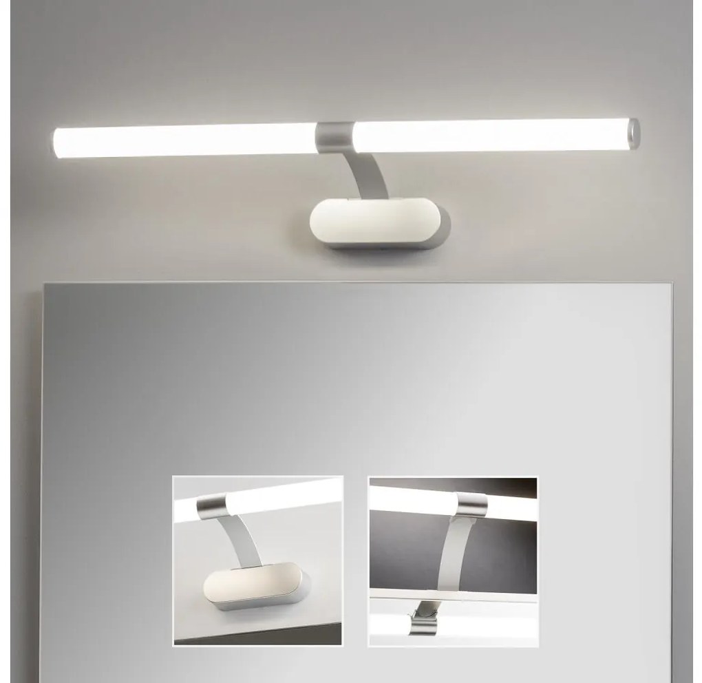 Brilagi Brilagi - TUBEO LED fürdőszobai tükörvilágítás, 8 W, 230 V, 60 cm, IP44, ezüstszínű BG2214
