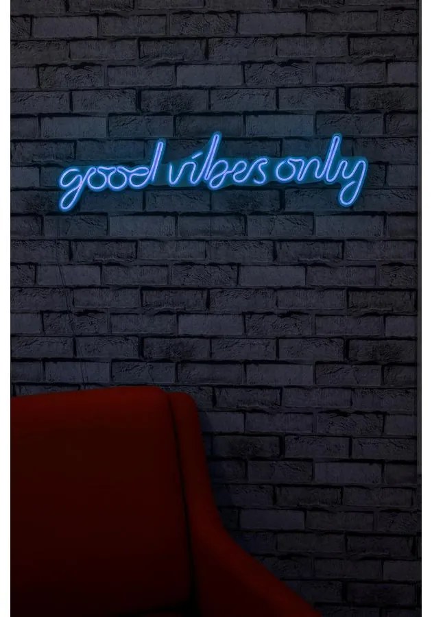 Műanyag LED-es fali dekoráció, Good Vibes Only - Blue
