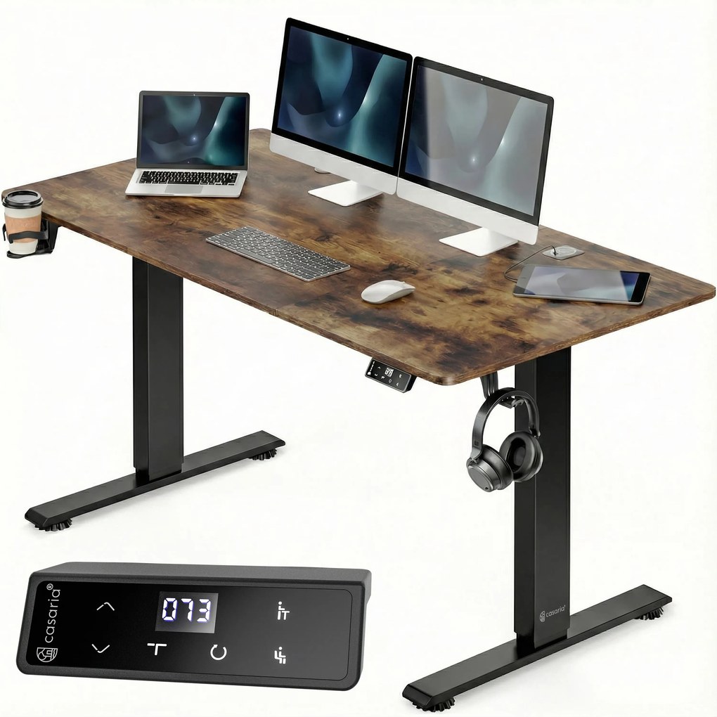 Deuba Magasságban állítható asztal 120 x 60 x 117 cm - barna