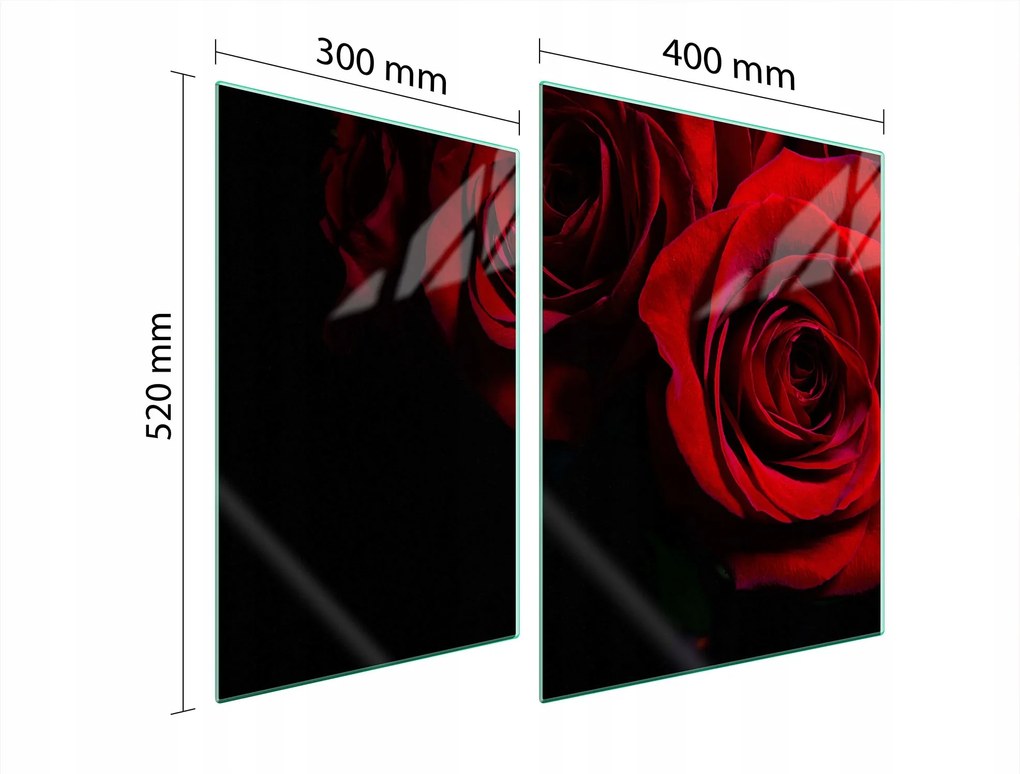 Üveg Tűzhelyvédő Főzőlap 70x52 Rózsa Edzett Üveg