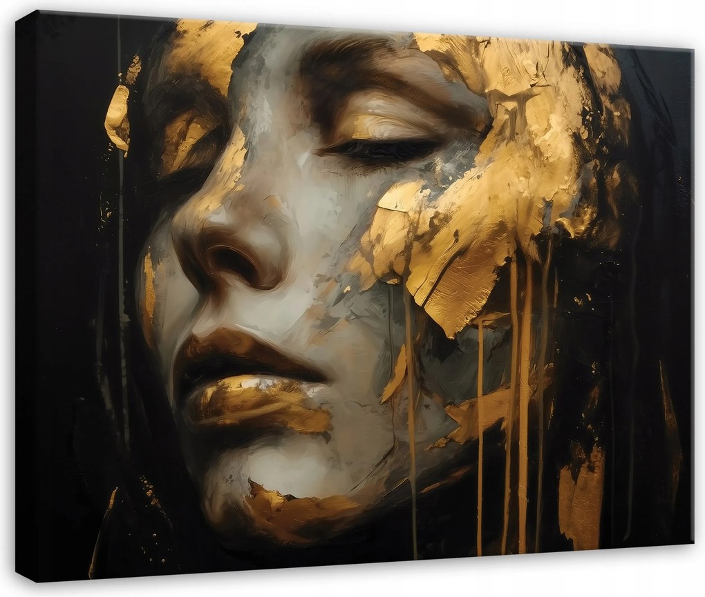 Vászonkép Nő Absztrakt Arany Hálószoba Nappali Konyha Vászon 100x70