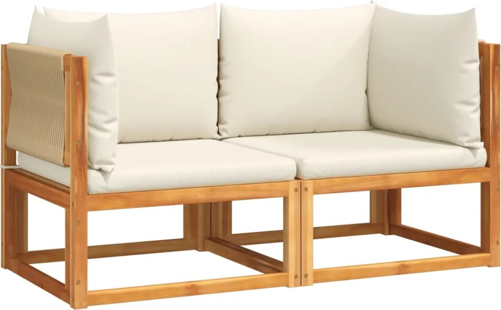 vidaXL 2 db akácfa és kötél kerti sarokkanapé párnákkal