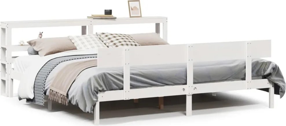 vidaXL fehér tömör fenyőfa ágy matrac nélkül 200 x 200 cm