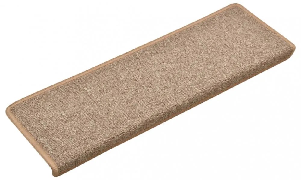 15 db világosbarna, téglalap alakú szélű lépcsőszőnyeg 65 x 21 x 4 cm