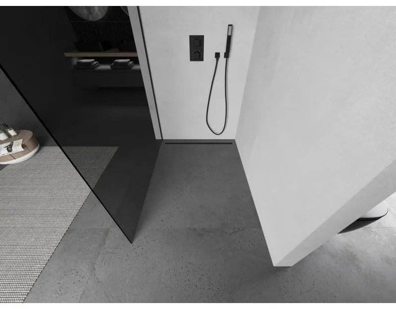 Mexen Kioto zuhanyparaván WALK-IN 8mm, 120x200 cm, szürke üveg-fekete profil, 800-120-101-70-40