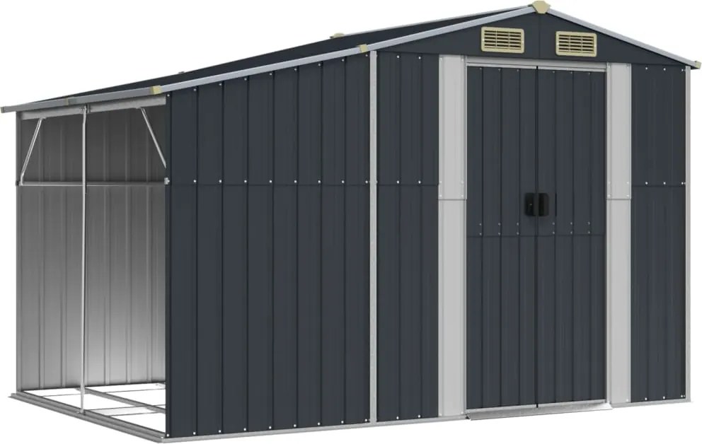 vidaXL antracitszürke horganyzott acél kerti fészer 277x192,5x179 cm