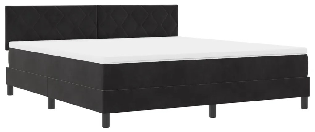 Boxspring Ágy Matracot Tartalmazó Fekete Szuper Király Bársonyos