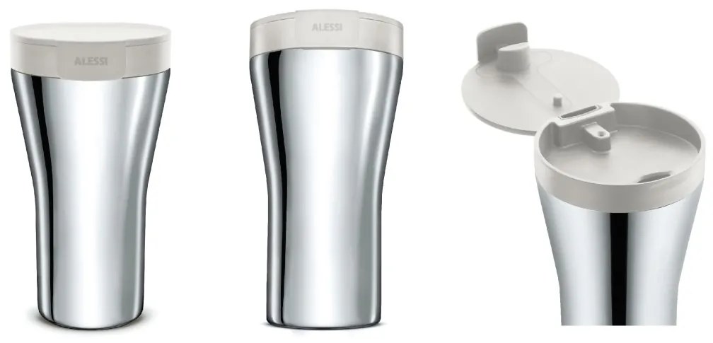 Utazó termo bögre Caffa, fehér, átm. 9,5 cm - Alessi