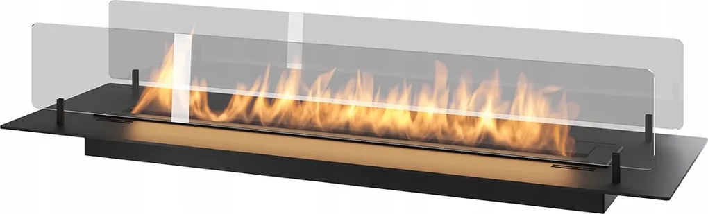 Biokandalló beépíthető bútorégő fekete 100mm üveggel