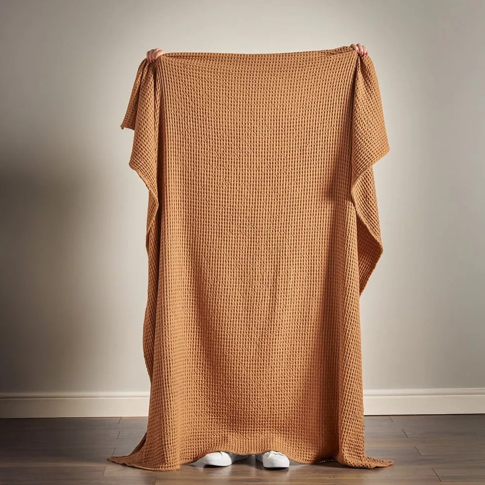 Barna pamut takaró 150x200 cm Jaipur Chunky Waffle – Pineapple Elephant