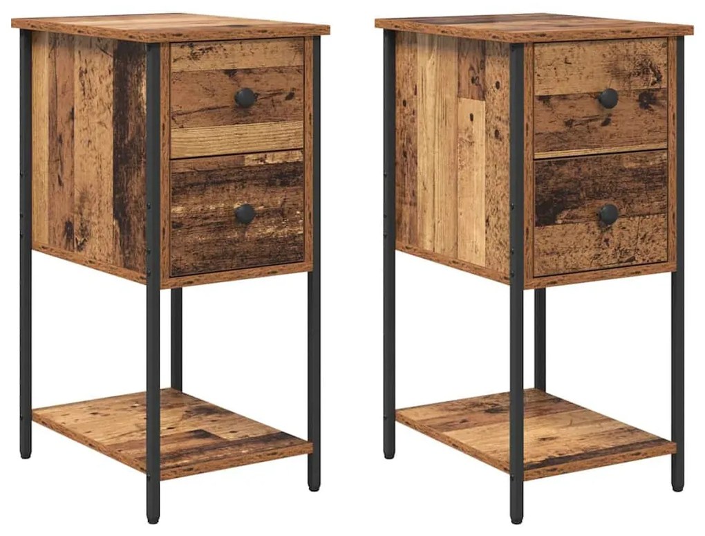Éjjeliszekrény fiókkal 2 pcs Régi fa 32 x 42 x 70 cm Faanyag