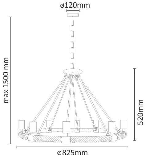 LED Csillár láncon ROPE ARTHUR 8xE27/6W/230V