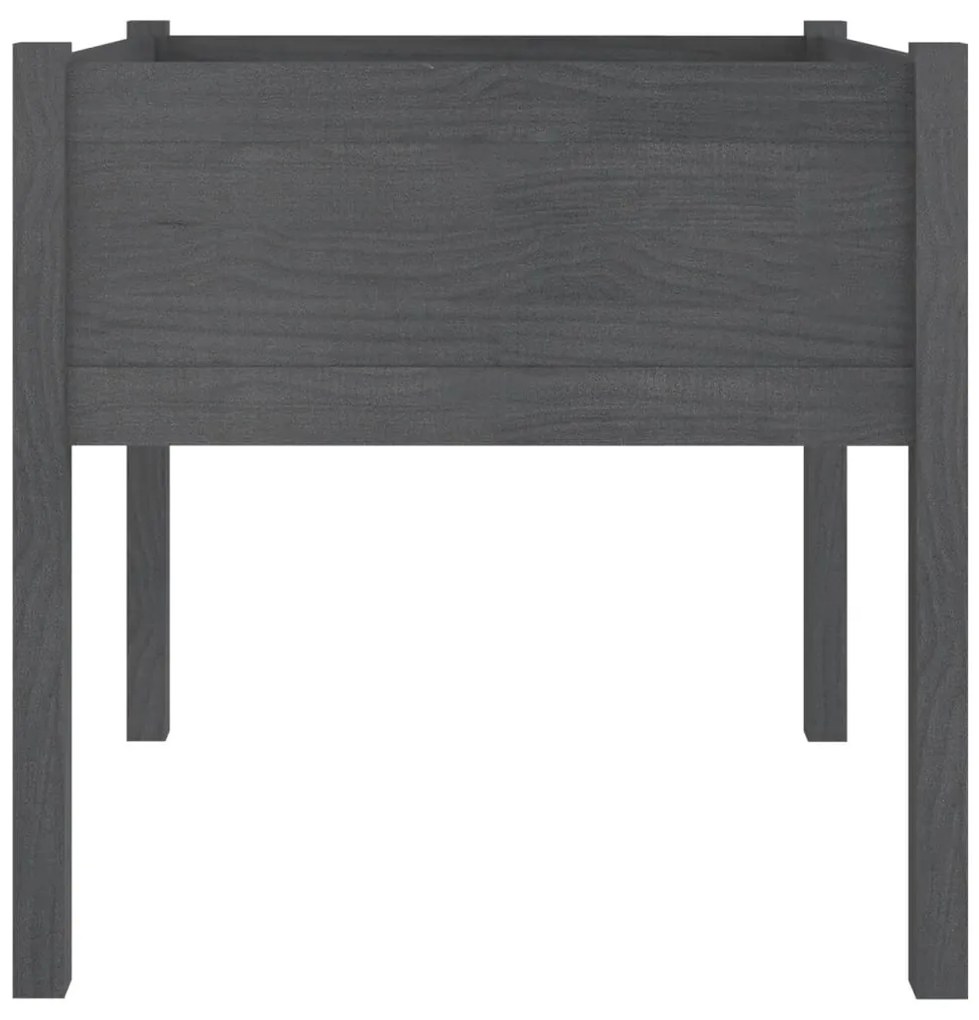 2 db szürke tömör fenyőfa kerti virágtartó 70 x 70 x 70 cm