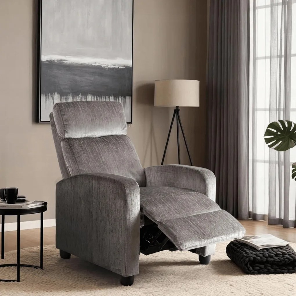 Fotel Rozkładany DANNY Szary Welurowy