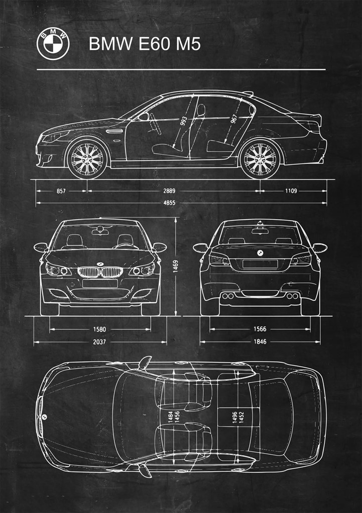 Poszter Bmw E60 M5 Retro Patent Séma