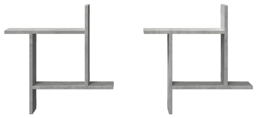 2 db betonszürke szerelt fa fali polc 50 x 12 x 50 cm