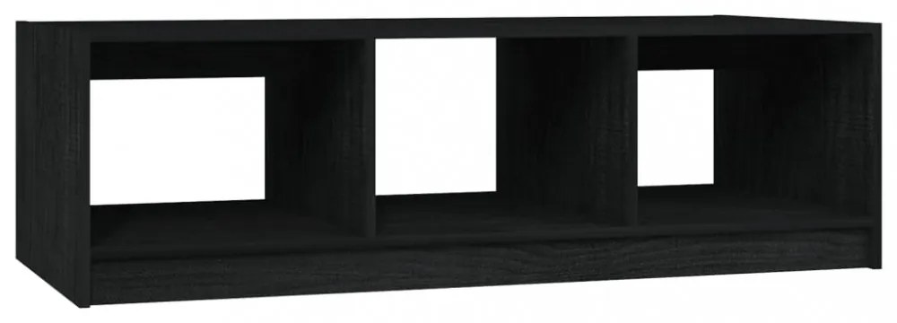 fekete tömör fenyőfa dohányzóasztal 110 x 50 x 34 cm