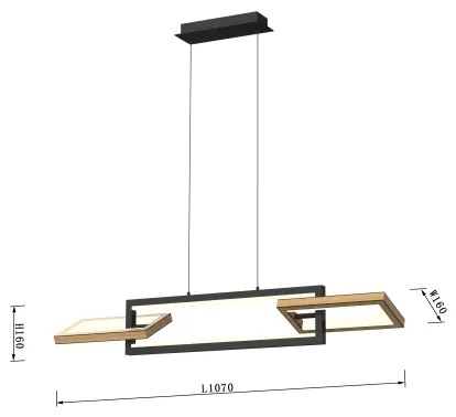 Wofi 7022-306- LED Dimmelhető csillár zsinóron MATERA LED/30W/230V fekete/barna