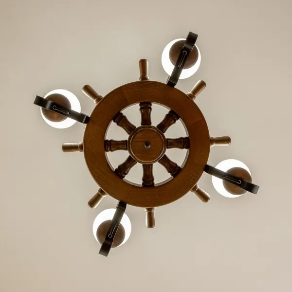 Brilagi - Láncos csillár TIMONA 4xE14/40W/230V, átm. 50 cm, bükk/dió