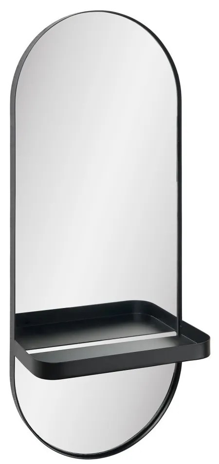 Olbia tükör fém polc, acél, fekete, 25x12x60 cm