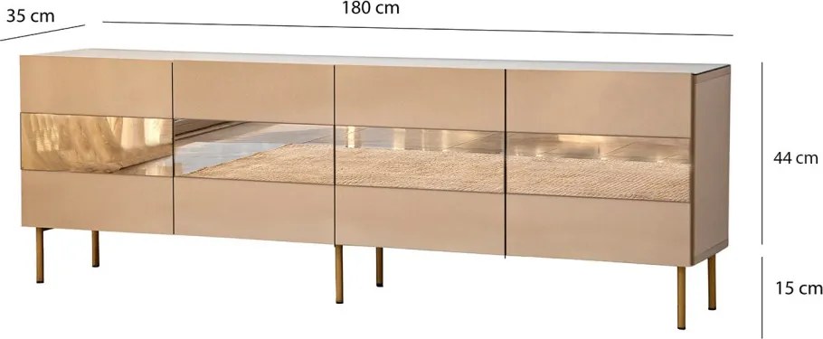 Leon TV-állvány, bronz-arany, 180 cm