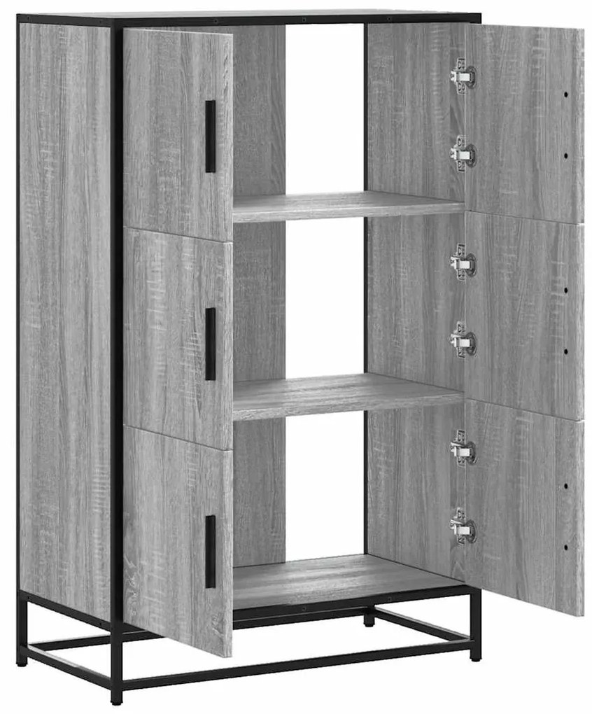 Highboard szürke sonoma 68x35x106,5 cm gépelt fa és fém