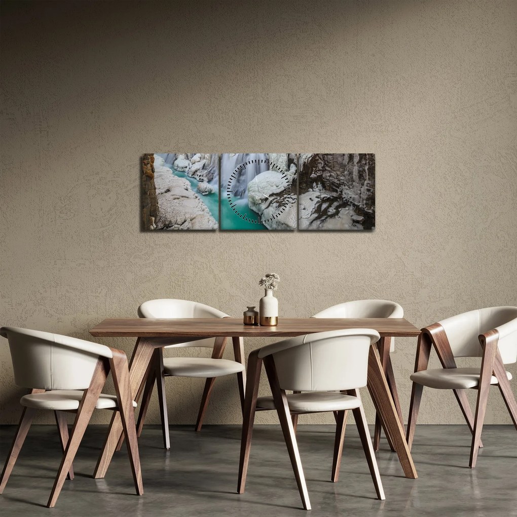 Kép - Izlandi természet (órával) (90x30 cm)