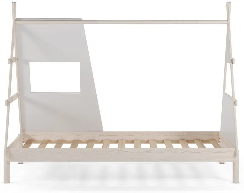 Krémszínű borovi fenyő házikó alakú gyerekágy ágyráccsal 90x200 cm Enola – Marckeric