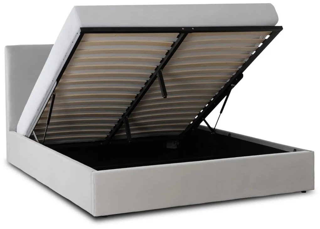 Krém Bársony Franciaágy Ágyneműtartóval. 160×200 MARSYLIA