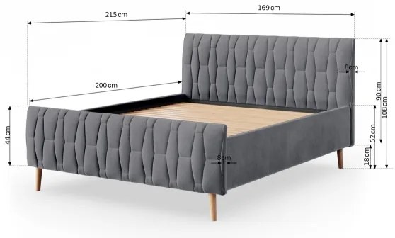 Kárpitozott ágy matrac nélkül FLORA 180x200 cm szürke