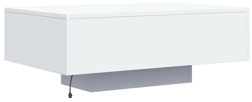 fehér dohányzóasztal LED-lámpákkal 85 x 55 x 31 cm