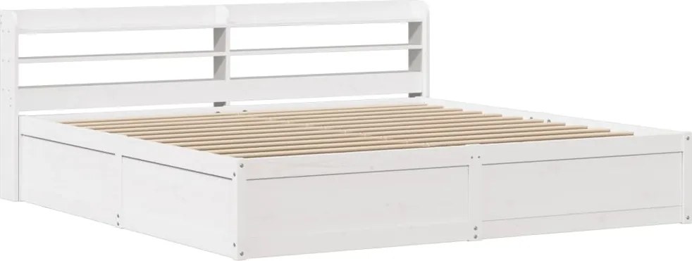 vidaXL fehér tömör fenyőfa ágykeret fejtámlával 200 x 200 cm